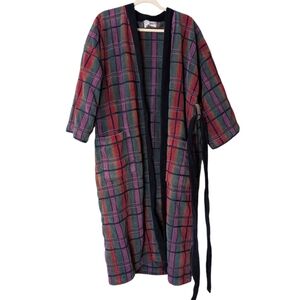Vintage Sears Roebuck men's Colorful Plaid Printed Towel Robe OSFM terry cloth